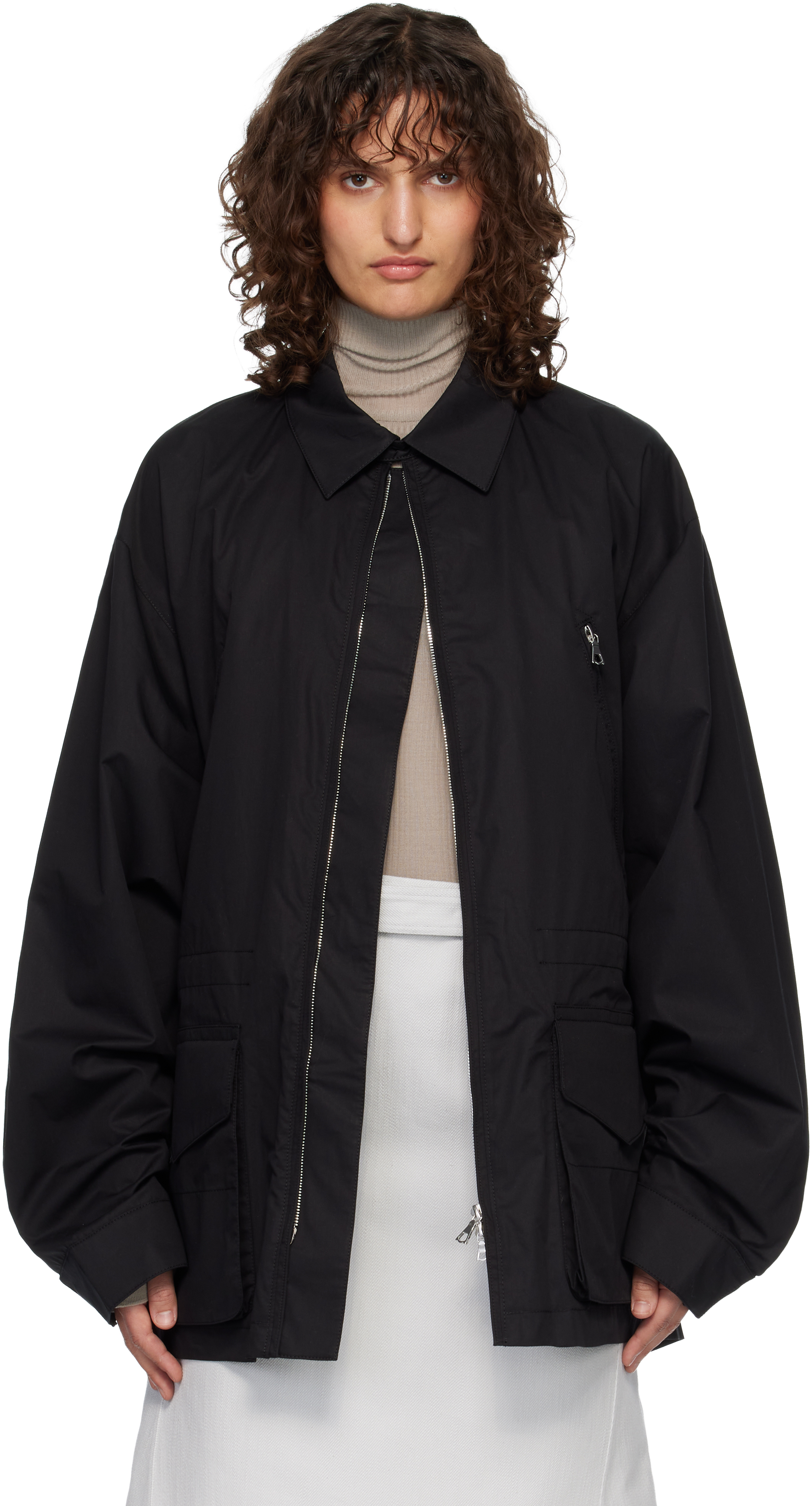 Rier - Black Cotton Waxed Windbreaker