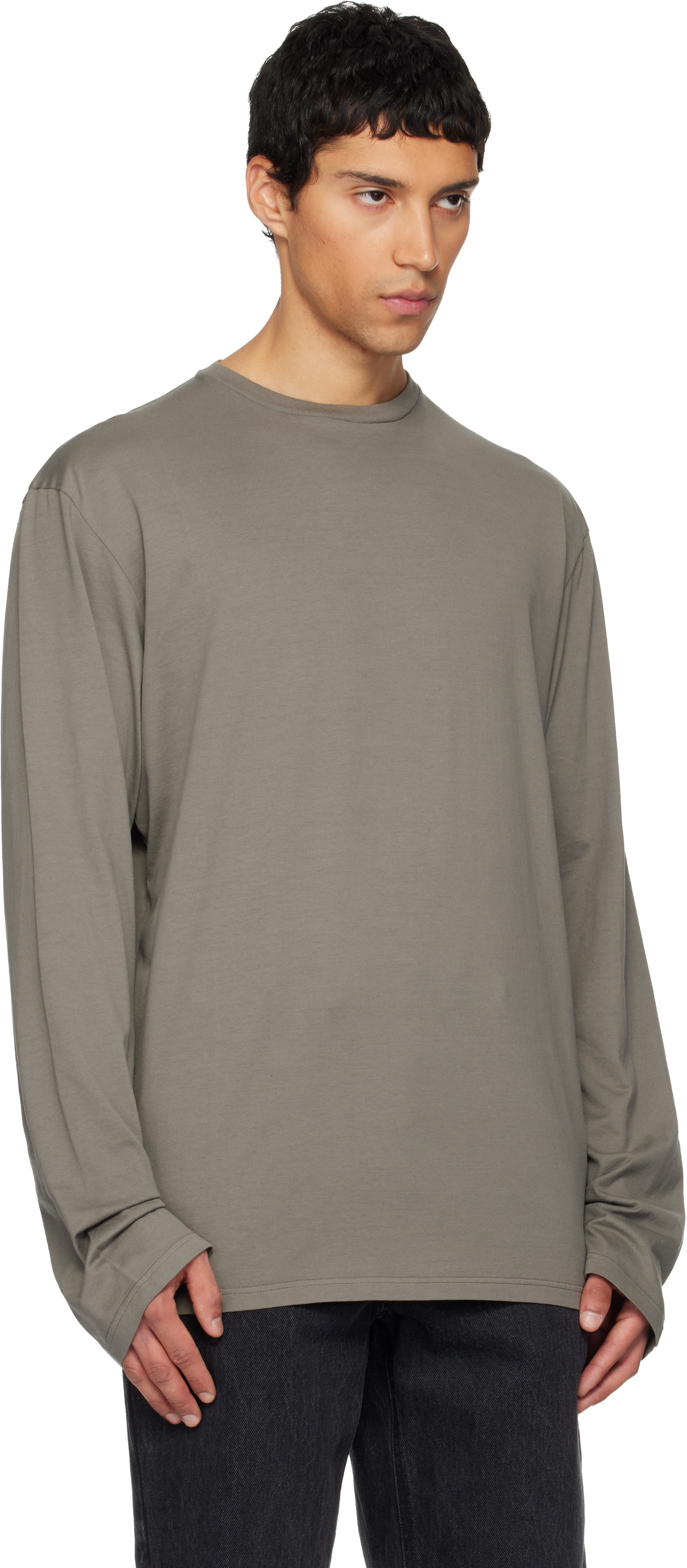 Rier - Gray Roundneck Jersey Cotton T-shirt