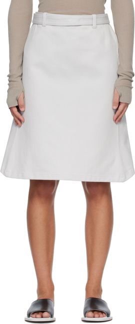 Rier Rier Off-White Gabardine Inox Rustic Midi Skirt