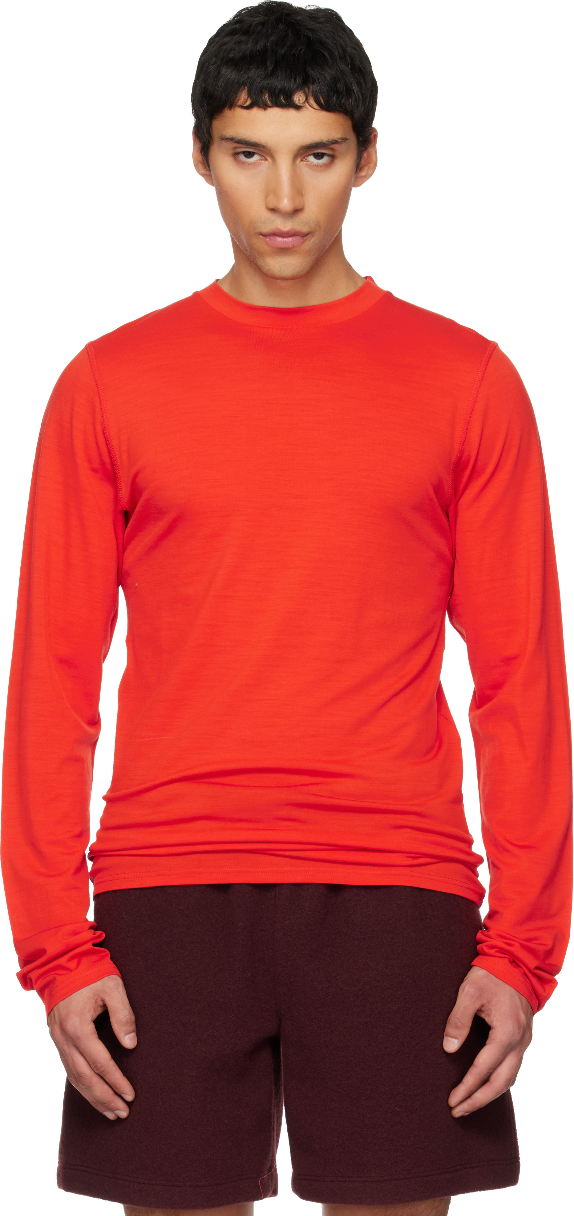 Rier - Orange Roundneck Jersey Wool T-shirt