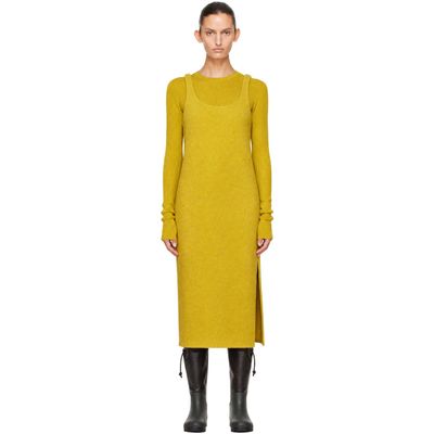 Rier Rier Yellow Walker Slip Midi Dress