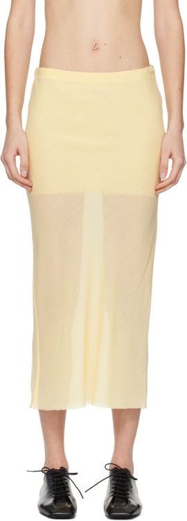 Rier Rier Yellow Wool Gauze Midi Skirt