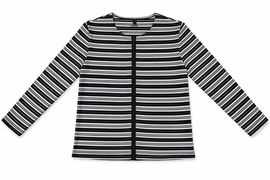 Riff Riff Zip Striped Long Sleeve Crewneck Top