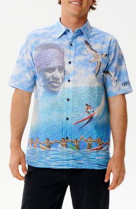 Rip Curl Rip Curl Eddie Would Go Short Sleeve Woven Cotton Button-Up Shirt