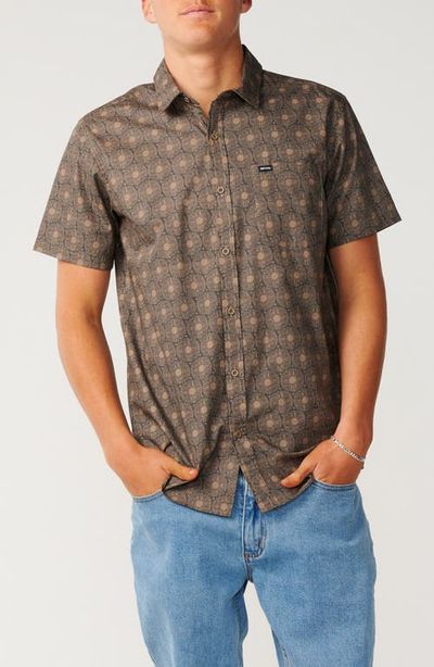 Rip Curl Rip Curl Hypno Sun Medallion Print Short Sleeve Cotton Button-Up Shirt