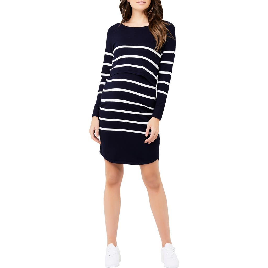 Ripe Maternity Ripe Maternity Valerie Stripe Long Sleeve Tunic Maternity Sweater Dress