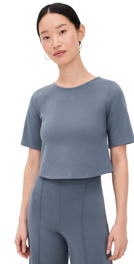 RIPLEY RADER RIPLEY RADER Ponte Knit Short Sleeve Top Sea Blue