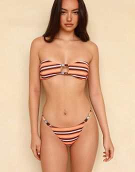 Ris-k Ris-k bare escape super cheeky bikini bottom in rayas-Orange
