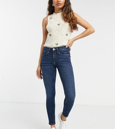 River Island Petite River Island Petite Amelie skinny jeans in dark authentic blue