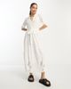 River Island Petite River Island Petite embroidered maxi shirt dress in white - 4