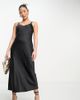 River Island Petite River Island Petite satin cowl neck midi dress in black - 1