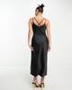 River Island Petite River Island Petite satin cowl neck midi dress in black - 4