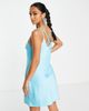 River Island Petite River Island Petite satin v neck mini dress in blue - 2