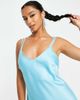 River Island Petite River Island Petite satin v neck mini dress in blue - 3
