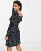 River Island Petite River Island Petite tie front mini dress in black-Multi - 2