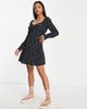 River Island Petite River Island Petite tie front mini dress in black-Multi - 3