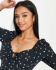 River Island Petite River Island Petite tie front mini dress in black-Multi - 4