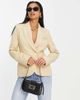 River Island Petite River Island Petite wrap over cinched blazer in beige - part of a set-Neutral - 1