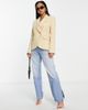 River Island Petite River Island Petite wrap over cinched blazer in beige - part of a set-Neutral - 2