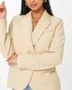 River Island Petite River Island Petite wrap over cinched blazer in beige - part of a set-Neutral - 4