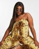 River Island Plus River Island Plus bandeau tie back jumpsuit in snake print-Yellow - 1