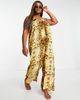 River Island Plus River Island Plus bandeau tie back jumpsuit in snake print-Yellow - 2