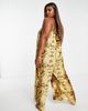 River Island Plus River Island Plus bandeau tie back jumpsuit in snake print-Yellow - 4