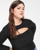 River Island Plus River Island Plus cut out front long sleeved top in black - 1