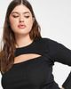 River Island Plus River Island Plus cut out front long sleeved top in black - 3
