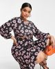 River Island Plus River Island Plus cut out midi dress in floral print-Black - 1