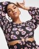 River Island Plus River Island Plus cut out midi dress in floral print-Black - 3