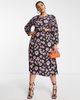 River Island Plus River Island Plus cut out midi dress in floral print-Black - 4