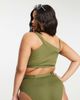River Island Plus River Island Plus eyelet one shoulder bikini top in khaki-Green - 2