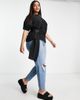River Island Plus River Island Plus plisse buckle detail top in black - 3