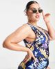River Island Plus River Island Plus plunge swimsuit in bright purple - 1