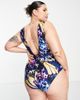 River Island Plus River Island Plus plunge swimsuit in bright purple - 3