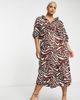 River Island Plus River Island Plus ruffle wrap midi dress in brown - 1