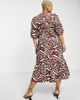 River Island Plus River Island Plus ruffle wrap midi dress in brown - 3