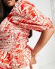 River Island Plus River Island Plus shirred puff sleeve print blouse in red - 4
