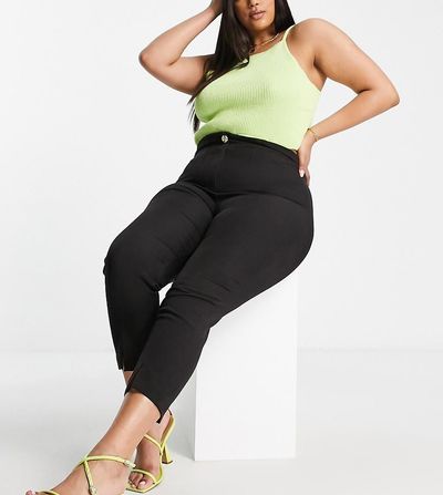 River Island Plus River Island Plus split hem cigarette pants in black