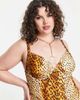River Island Plus River Island Plus strappy soft plunge swimsuit in animal print-Brown - 3