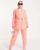 River Island Plus River Island Plus structured double breasted blazer in coral - part of a set-Orange - 1