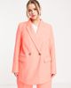 River Island Plus River Island Plus structured double breasted blazer in coral - part of a set-Orange - 4