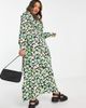 River Island Plus River Island Plus wrap front floral midaxi dress in green - 3