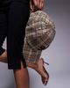 River Island River Island 98 graphic plaid cap in light brown - 3