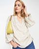 River Island River Island animal jacquard ruched wrap satin blouse in beige-Neutral - 1
