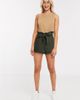 River Island River Island belted denim mom fit short in khaki-Green - 1