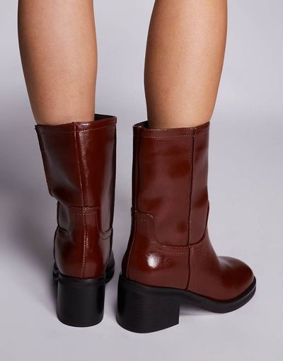 River Island River Island block heel calf boots in brown