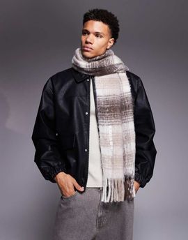 River Island River Island brushed check scarf in brown
