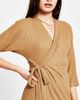 River Island River Island brushed cozy knit wrap midi dress in camel-Brown - 3